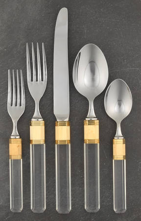 Prisma (Stainless, Clear Handle, Gold Accents) 5 Piece Place Setting