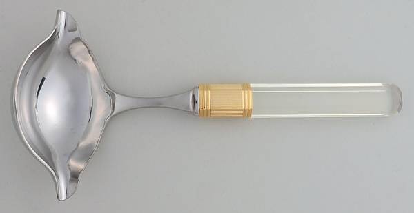 Prisma (Stainless, Clear Handle, Gold Accents) Solid Gravy Ladle