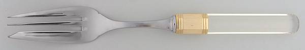 Prisma (Stainless, Clear Handle, Gold Accents) Large Solid Cold Meat Serving Fork