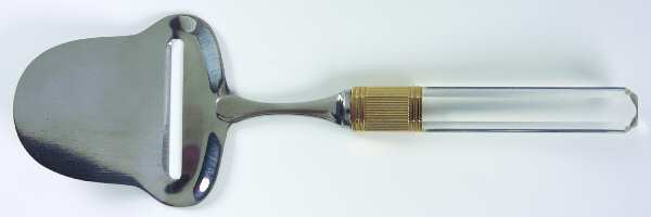 Prisma (Stainless, Clear Handle, Gold Accents) Cheese Plane with Stainless Plane