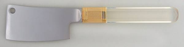 Prisma (Stainless, Clear Handle, Gold Accents) Cheese Cleaver with Stainless Blade