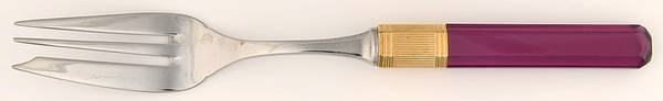 Prisma-Amethyst (Stainless, Gold Accent) Large Solid Cold Meat Serving Fork