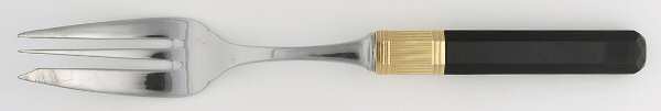 Prisma-Ebony (Stainless, Gold Accent) Large Solid Cold Meat Serving Fork