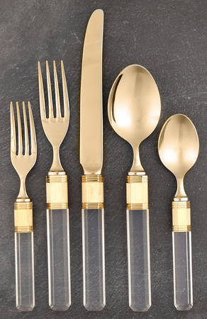 Prisma (Gold Electroplate, Clear) 5 Piece Place Setting