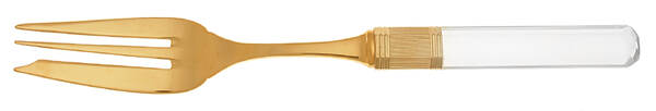 Prisma (Gold Electroplate, Clear) Large Solid Cold Meat Serving Fork