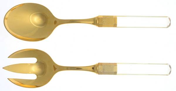 Prisma (Gold Electroplate, Clear) 2 Pc Salad Set with Stainless Bowl
