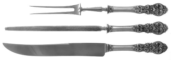 Valdres (Sterling) Large 3-Piece Roast Carving Set w/ Stainless Blade