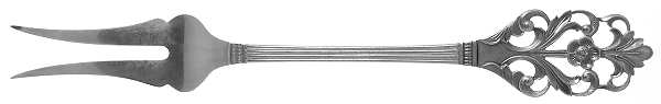 Viking Rose (Sterling) Medium Solid Cold Meat Serving Fork