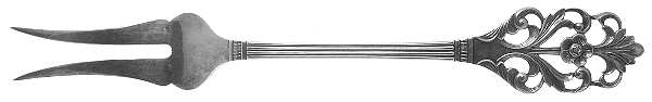 Viking Rose (Sterling) Large Solid Cold Meat Serving Fork