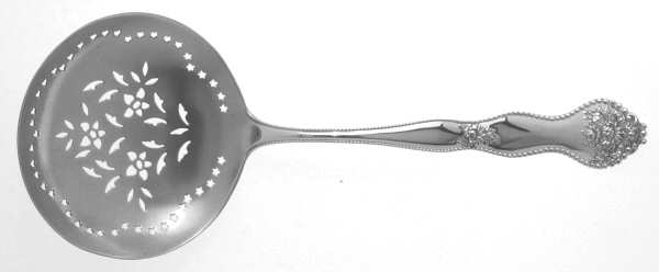 Adolphus (Sterling, 1904, No Monograms) Large Pierced Pea Serving Spoon
