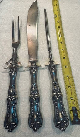 Tropea (Sterling, 1907) Large 3-Piece Roast Carving Set w/ Stainless Blade