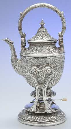 Southern Rose-Chased (Sterling, Hollowware) Kettle, Stand & Burner