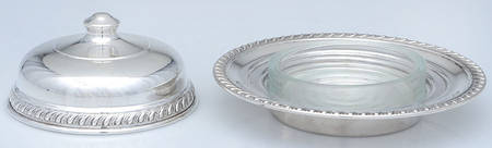 Gadroonette (Sterling, 1938, Hollowware) Round Covered Butter with Glass Liner