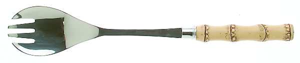 Bamboo Natural (Stainless) Salad Serving Fork with Stainless Prongs
