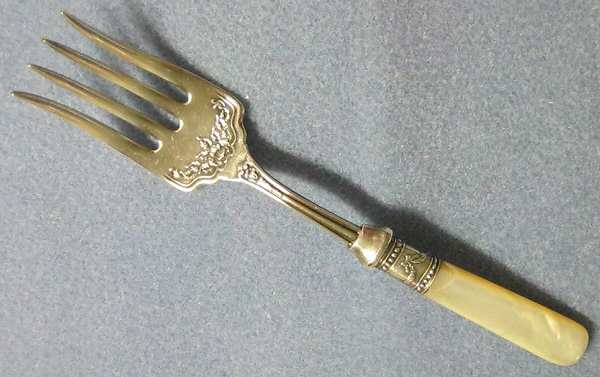 Pearl Handle 3 (Sterling) Pearl Handle Small Cold Meat Fork