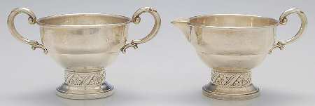 Floret (Sterling, Hollowware) Weighted Mini Creamer and Open Sugar