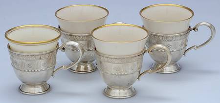 59 (Sterling, Hollowware) Demitasse Cup & Lenox Liner - Set of 4