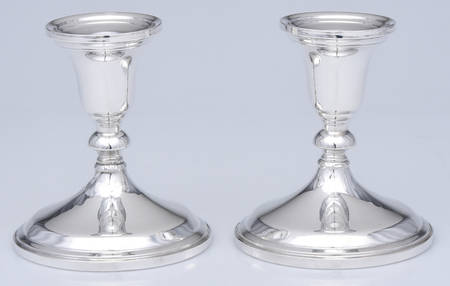 0826 (Sterling, Hollowware) Pair of Weighted Console Candleholders