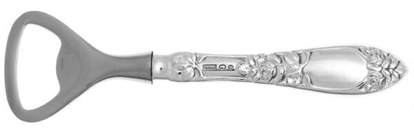 Embossed Rose (Sterling) Bottle Opener with Stainless Bowl