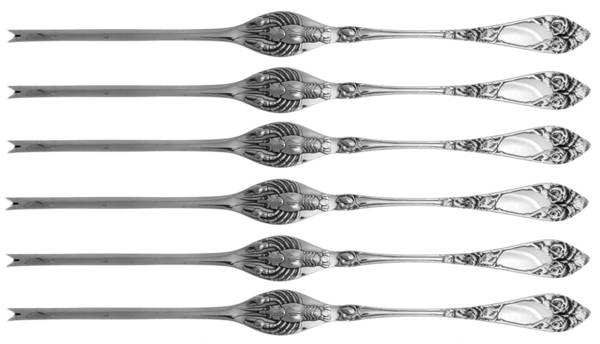 Embossed Rose (Sterling) (Set of 6) Lobster Picks