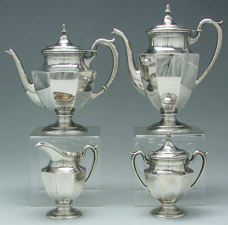 409 (Sterling, Hollowware) 4 Piece Tea Set (SCP, STP, SCR, SSU)