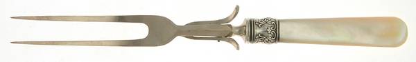 Pearl Handle 6 (Sterling) Large Stainless-Prong Roast Carving Fork