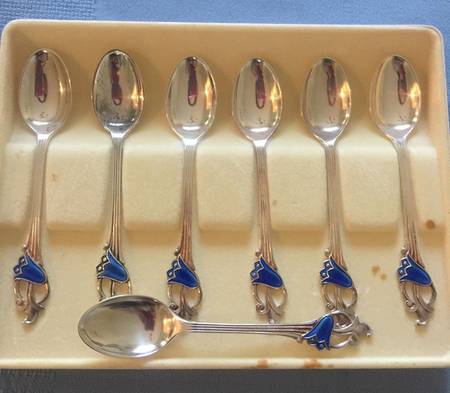 Blue Bells (Sterling) Enameled Demitasse Spoon