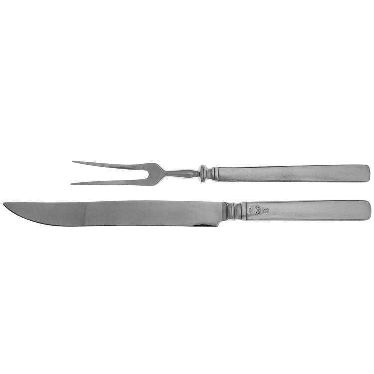 Gabriella (Pewter) Large 2-Piece Roast Carving Set w/Stainless Blade
