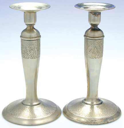 1832 (Silverplate, Hollowware) Pair of 8" Candlesticks