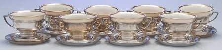 641 (Sterling, Hollowware) Bouillon Cup w/Lenox Liner & Underplate - Set of 8