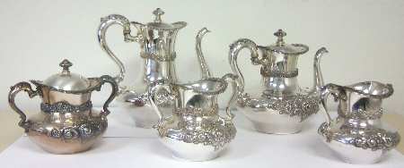 2014 (Silverplate, Hollowware) 5-Piece Plated Tea Set (with Waste)