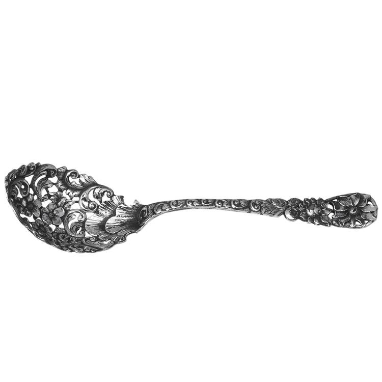 MKL1 (Sterling) Pierced Salad Serving Spoon, Solid Piece