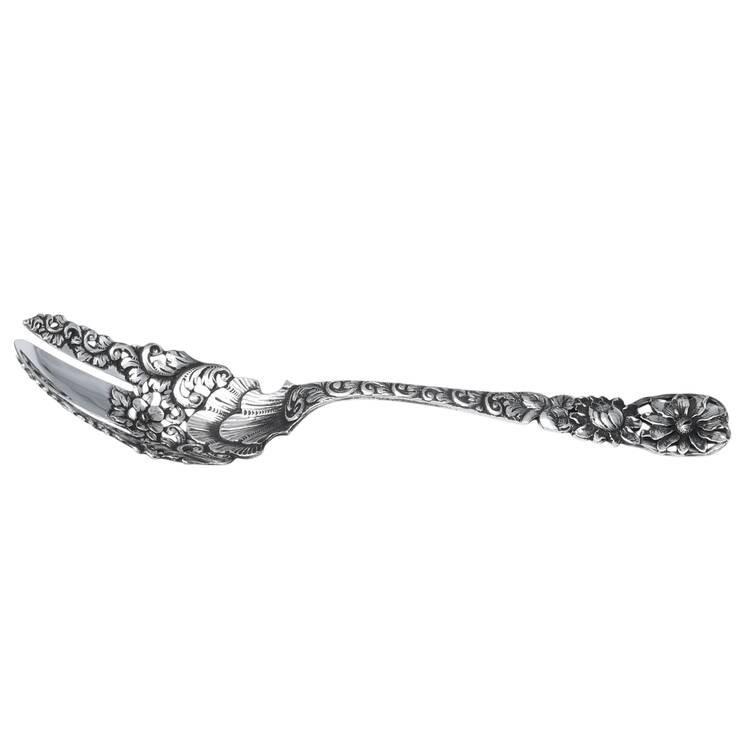 MKL1 (Sterling) Pierced Salad Serving Fork, Solid Piece