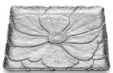 Botanical Flower (Nickel, Hollowware) 13" Square Platter