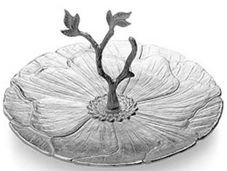 Botanical Flower (Nickel, Hollowware) Round Serving Plate with Handle