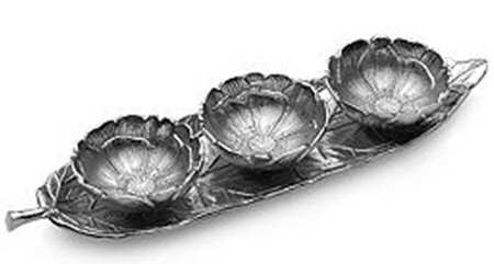 Botanical Flower (Nickel, Hollowware) 4 Piece Condiment Bowl Set