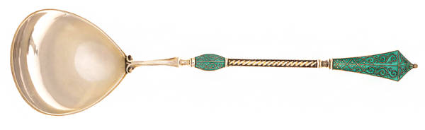Enameled Sterling Flatware Enamel Ice Cream Serving Spoon