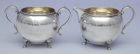 897 (Sterling, Hollowware) Mini Creamer & Open Sugar