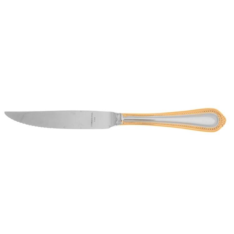 Regent Bead Gold (Stainless) Steak Knife Individual Hollow, Serrate HC