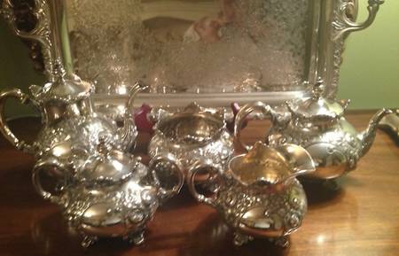 1297 (Sterling, Hollowware) 5 Piece Tea Set (SCP, STP, SCR, SSU, SWB)