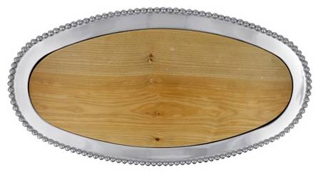 String of Pearls (Aluminum, Hollowware) 23" Oval Platter with Wood Cutting Board