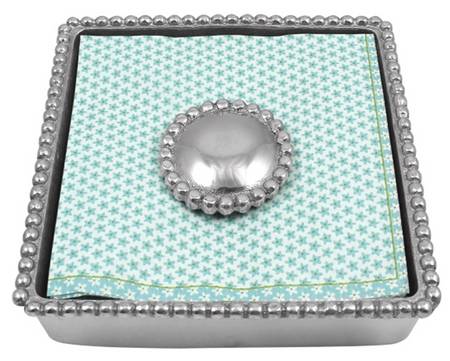 String of Pearls (Aluminum, Hollowware) Square Napkin Holder with Napkins&Weight
