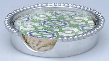 String of Pearls (Aluminum, Hollowware) (13 Pcs) Coaster Set w/Holder
