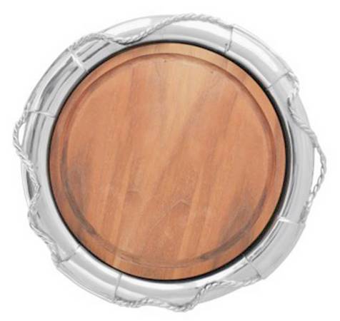 High Seas (Aluminum, Hollowware) Cheese Plate with Wood Insert