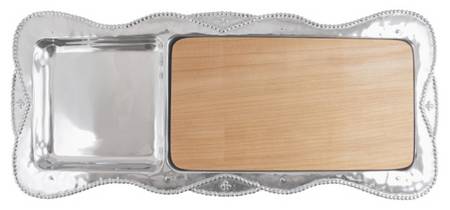 Sueno (Aluminum, Hollowware) 18" Cheese Tray with Wood Insert