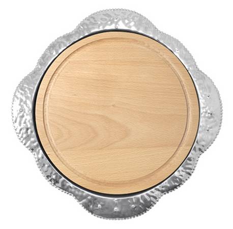 Sueno (Aluminum, Hollowware) Cheese Plate with Wood Insert
