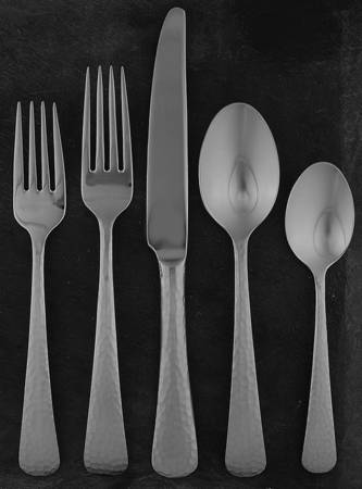 Hammered Opulent (Stainless, Satin Handle) 40 Piece Estate Set