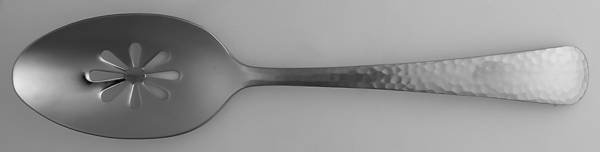 Hammered Opulent (Stainless, Satin Handle) Pierced Tablespoon (Serving Spoon)