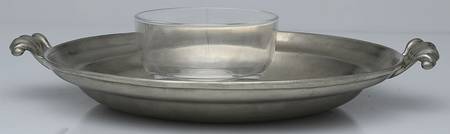 Pewter Hollowware 4" Round Crystal Bowl with Pewter Foot