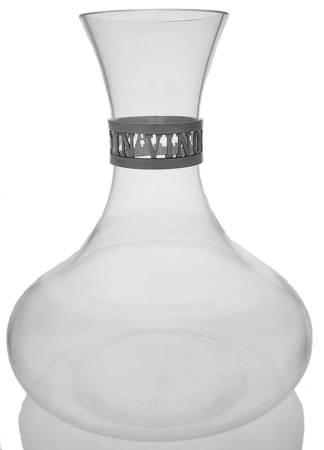 Pewter Hollowware Crystal Open Wine Decanter-Silver Neck